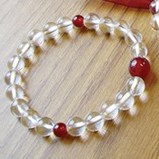 「白水晶+紅瑪瑙」手珠（8mm／20顆）女款