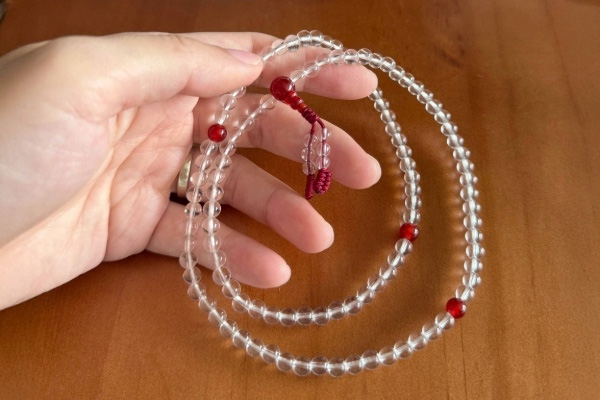 白水晶+紅瑪瑙」念珠（5mm／108顆）女款- 法鼓文化心靈網路書店