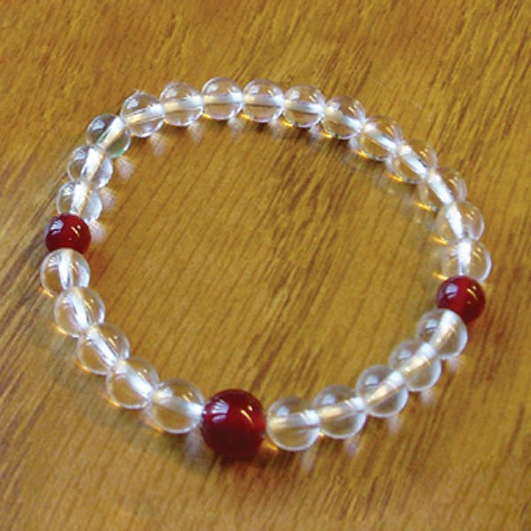 「白水晶+紅瑪瑙」手珠（6mm／24顆）童款