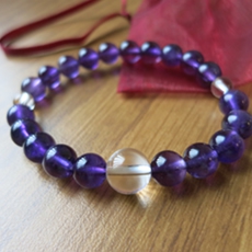「紫水晶+白水晶」手珠（8mm／23顆）女款