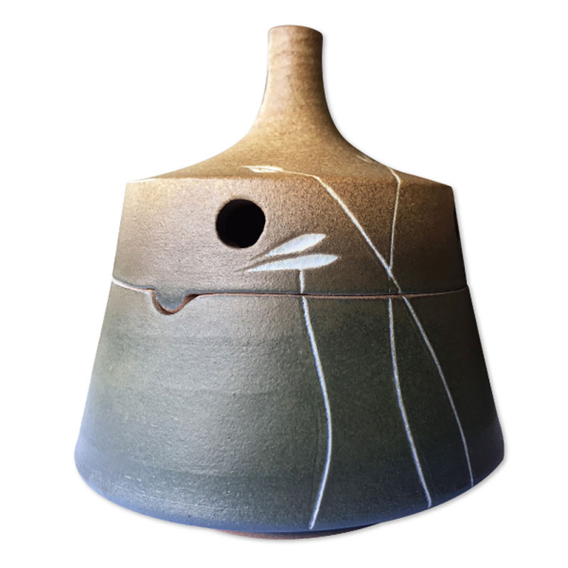 陶製水蓮錐形蓋香爐：直徑7.6cm（盤香）