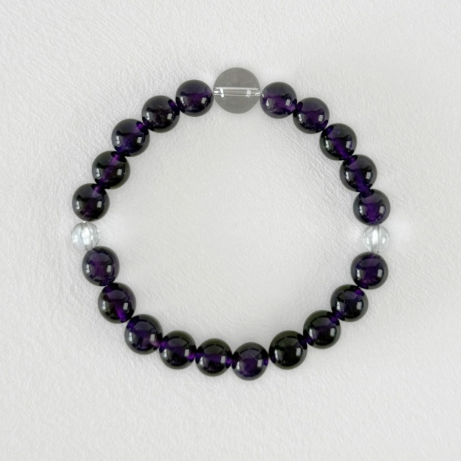 紫水晶+白水晶」手珠（8mm／23顆）女款- 法鼓文化心靈網路書店