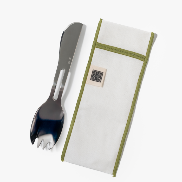 304不鏽鋼 三用湯叉匙布套組（長18cm）