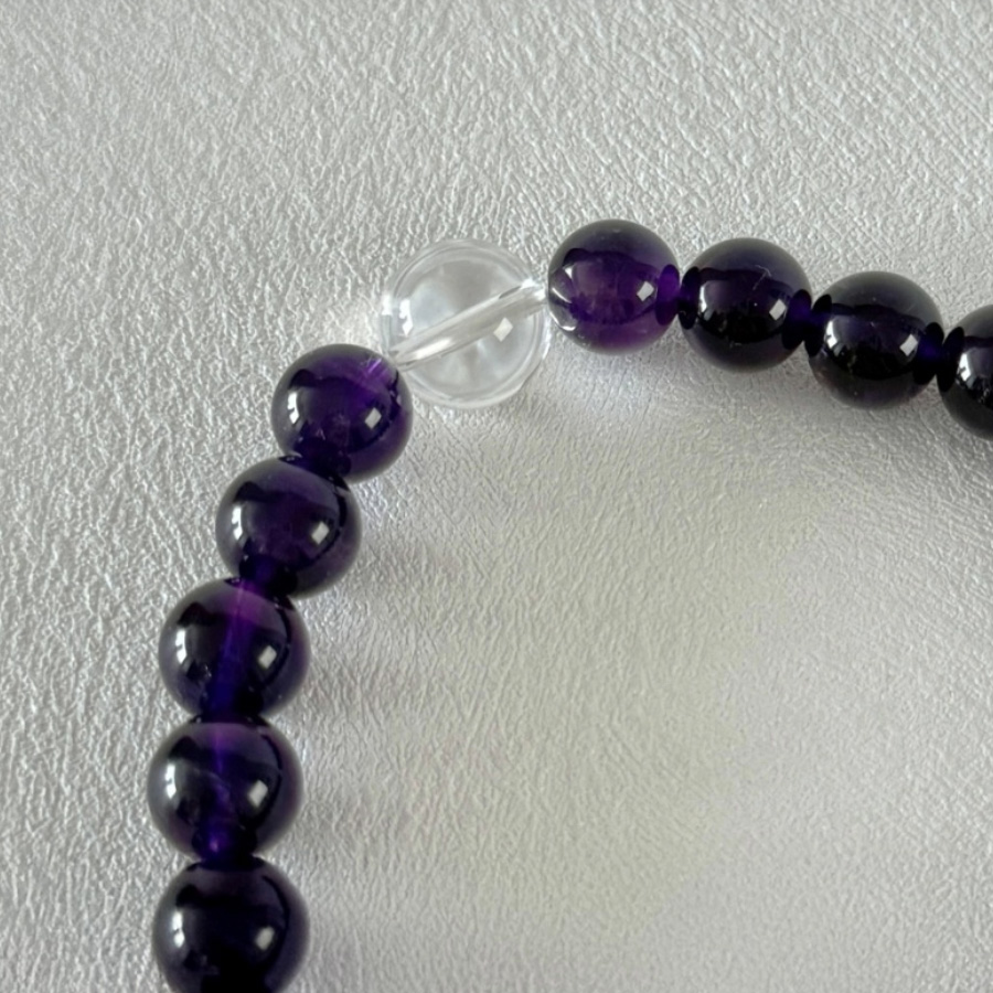 紫水晶+白水晶」手珠（8mm／23顆）女款- 法鼓文化心靈網路書店